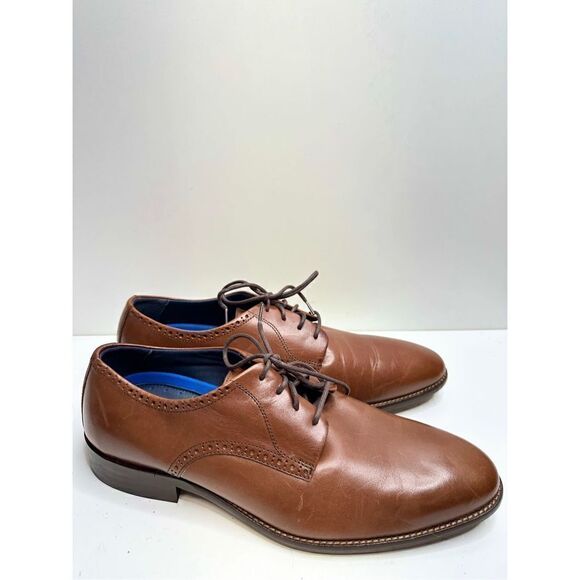 Johnston & Murphy Mens Stockton Plain Toe‎ Dress Brown Leather Shoes Size 10 - Picture 3 of 11